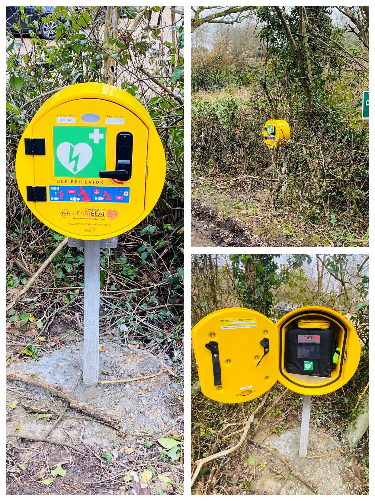 New Defibrillator in High Hurstwood (bottom of lane to Holy Trinity Church)
